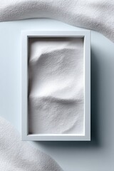 Poster - Minimalist Textural Frame Soft White Sculptural Surface Design Exploring Tactile Aesthetics in Contemporary Spatial Visualization and Artistic Presentation
