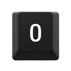 Poster - Close-up of a Single Black Keyboard Key with White Number Zero