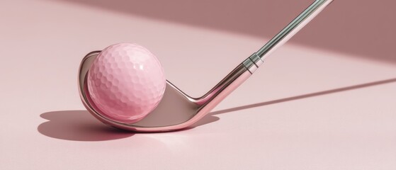 Aufkleber - Minimalist Golf Performance Pastel Pink Golf Ball and Precision Metal Club Head Showcasing Ergonomic Design for Modern Athletic Lifestyle and Premium Sports Branding