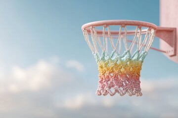 Aufkleber - Pastel Gradient Basketball Hoop Aesthetic Millennial Sport Design Symbolizing Creativity, Inclusivity, and Soft Empowerment in Contemporary Athletic Branding