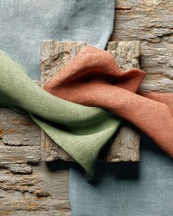 Poster - Sustainable Textile Design Rustic Woven Fabric Swatches in Earthy Palette - Eco-Conscious Material Innovation for Interior Styling and Creative Branding