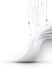 Poster - Abstract White Wave Technology Design - Elegant abstract design featuring a flowing white wave with subtle technological elements. Perfect for modern corporate presentations or tech-related projects