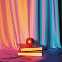 Leinwandbilder - Chromatic Learning Essentials Vibrant Gradient Studio Shot Exploring Knowledge Intersection with Metallic Sphere - Innovative Educational Design and Creative Conceptual Imagery