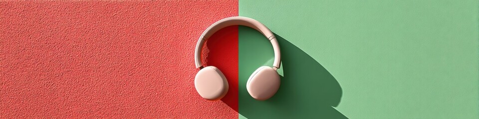 Aufkleber - Minimalist Audio Ergonomics Wireless Headphones on Dual-Tone Backdrop Showcasing Modern Workspace Aesthetics and Productive Digital Lifestyle Trends