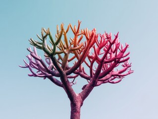 Poster - Chromatic Nature Resilience Vibrant Morphing Tree Silhouette - Eco-Futuristic Design Inspiration for Climate Adaptation and Creative Visual Storytelling