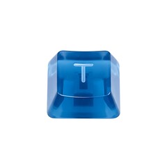 Fototapete - Close-up of a single translucent blue keyboard key with the letter T