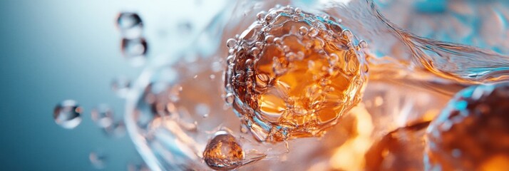 Poster - Molecular Oxygen Infusion Cutting-Edge Cosmetic Science Visualizing Advanced Skincare Technology with Suspended Micromolecular Hydration Spheres for Next-Gen Beauty Innovation