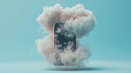 Poster - Digital Mental Health Visualization Surreal Smartphone Anxiety Metaphor - Immersive Gen Z Wellness Technology and Emotional Resilience Concept