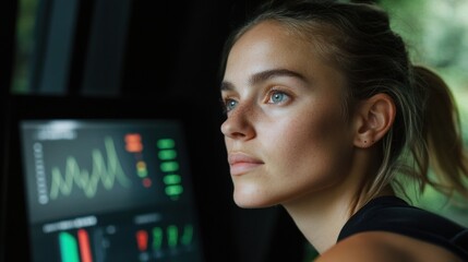 Fototapete - Neurotechnology Wellness Insights Cutting-Edge HRV Biohacking for Peak Performance - Empowered Fitness Tech Meets Next-Gen Personal Health Optimization