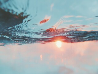 Aufkleber - Liquid Horizons Immersive Water Surface Sunset Reflection Capturing Climate-Responsive Design and Sensory Environmental Tranquility