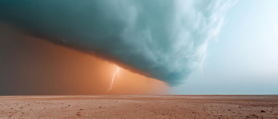 Fototapete - Atmospheric Climate Crisis Visualization Cinematic Thunderstorm Landscape Revealing Extreme Weather Dynamics - Powerful Meteorological Documentation for Global Environmental Awareness