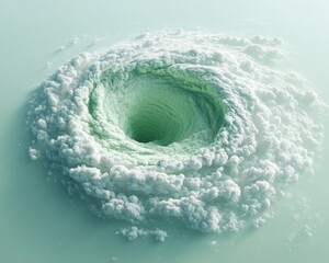 Poster - Ethereal Climate Crisis Visualization Immersive Meteorological of Cyclone Dynamics in Soft Mint Palette - Environmental Data Storytelling