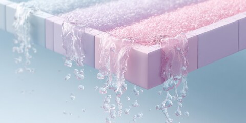 Aufkleber - Pastel Fluid Dynamics Minimalist Water Cascade Visualization Showcasing Liquid Motion, Digital Art for Tech and Design Innovation Trends