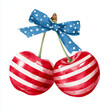 © Iryna - Two cherries in colors of American flad with stropes and stars