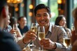 © kineter_ai - Cheers to Success: Happy Asian Man Giving a Toast with Champagne Flute During Formal Gathering (Premium)