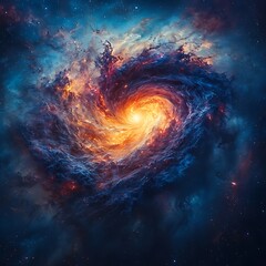 a swirling, colorful nebula with a bright center