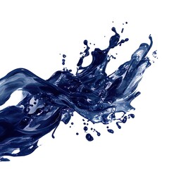 Fototapete - A vibrant splash of dark blue liquid against a stark white background