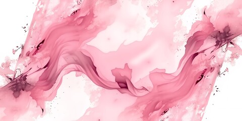 Poster - An abstract painting of pink and white swirls with dark accents on a white background