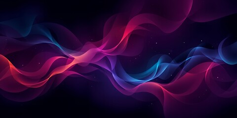 Poster - abstract background with flowing waves of pink purple and blue light on a dark backdrop