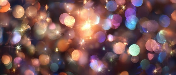 Poster - Abstract festive background with sparkling lights and bokeh effect creating a magical and enchanting atmosphere perfect for holiday and celebration themes