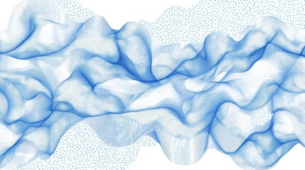 Poster - Abstract blue wave pattern on white background creating a sense of fluidity and movement with subtle textures for modern design