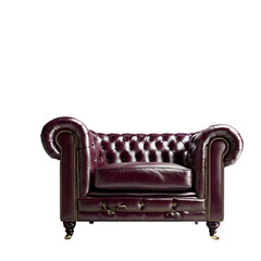 Poster - Luxurious Chesterfield armchair in deep burgundy leather isolated on a empty plain background