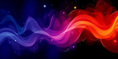 Poster - Abstract wavy design with vibrant colors transitioning from blue to red on black background