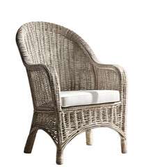 Poster - Simple beach house wicker armchair in whitewash finish isolated on a empty plain background