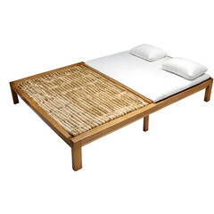 Poster - Japanese traditional low futon bed with bamboo mat base, isolated on a empty plain background