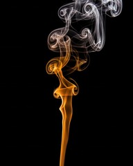 Poster - Ethereal dance of golden and white smoke on a black background creating a mesmerizing abstract design with smooth curves and flowing shapes for artistic expression