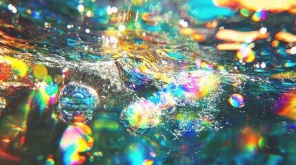 Poster - underwater world with vibrant colors and light refraction creating a mesmerizing abstract pattern an