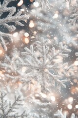 Poster - Sparkling silver snowflakes on a blurred bokeh background creating a festive winter holiday mood with a soft and elegant style for Christmas and New Year celebrations