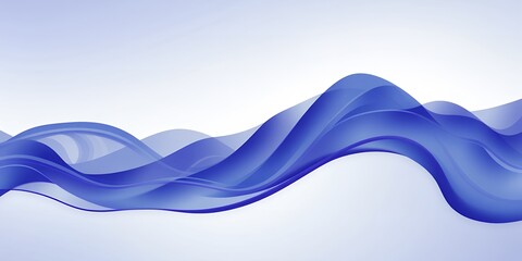 Poster - A flowing blue abstract wave design on a white background with soft light and shadows