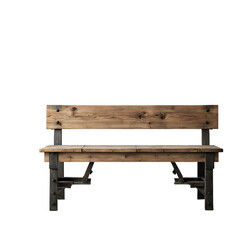 Poster - Rustic farmhouse distressed pine bench with iron handles, isolated on a empty plain background