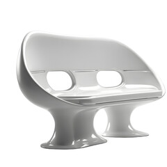 Aufkleber - Space age molded white fiberglass bench with integrated seating, isolated on a empty plain background