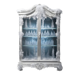 Poster - Fantasy frost-covered ice crystal cabinet, isolated on a empty plain background