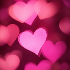 Poster - Abstract pink heart bokeh background for valentines day with soft glowing light and romantic mood creating a festive and love filled atmosphere perfect for holiday design