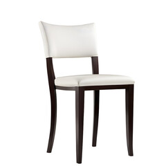 Aufkleber - Transitional dark espresso wood chair with white cushioned seat, isolated on a empty plain background