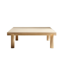 Aufkleber - Japanese minimalist hinoki wood low square coffee table, isolated on a empty plain background