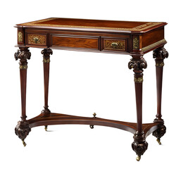 Poster - Victorian mahogany Davenport desk with hinged top and side drawers, isolated on a empty plain background