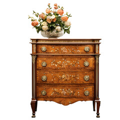 Poster - Edwardian satinwood dresser with inlaid floral marquetry, isolated on a empty plain background