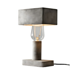 Poster - Industrial concrete block desk lamp with exposed bulb, isolated on a empty plain background