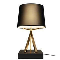 Poster - Luxury black velvet shade gold base table lamp, isolated on a empty plain background