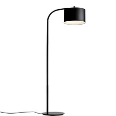 Poster - Modern minimalist black metal floor lamp with cylinder shade, isolated on a empty plain background