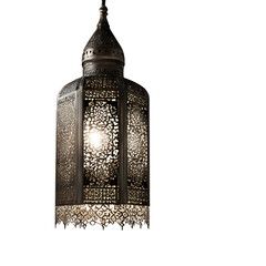 Poster - Moorish style intricate metalwork hanging lamp, isolated on a empty plain background