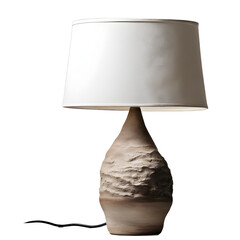 Poster - Wabi-sabi rough ceramic clay table lamp, isolated on a empty plain background