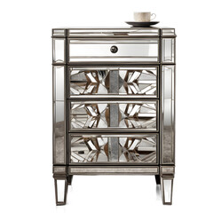 Poster - Art deco mirrored nightstand with geometric patterns, isolated on a empty plain background