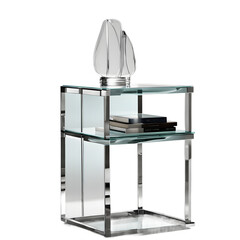 Aufkleber - Contemporary glass and chrome nightstand with minimalist form, isolated on a empty plain background