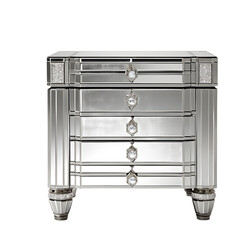 Poster - Hollywood Regency mirrored nightstand with crystal handles, isolated on a empty plain background