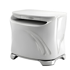 Aufkleber - Neo-futuristic white glossy plastic nightstand with curved lines, isolated on a empty plain background